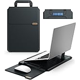 Nillkin Upgraded 15-16 Inch Laptop Sleeve Case for MacBook/Dell/HP/Lenovo/Asus, Unique Slim Travel Computer Bag with Adjustable Stand & Mouse Pad, Magnetic Handle, PU Leather, Black