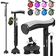 BeneCane Walking Cane for Men & Women Walking Stick for Seniors Folding Canes Quad Cane Adjustable Lightweight Sturdy Collapsible Heavy Duty with Soft TPR T-Handle and Travel Bag