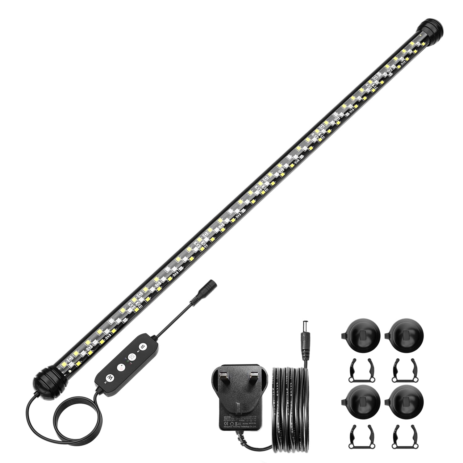 SEAOURA Led Aquarium Light with Timer, Submersible Aquarium Plant Light, Fish Tank Light with Auto On/Off, 3 Lighting Modes, Adjustable Brightness, 12W (58cm)