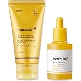 medicube Kojic Acid Overnight Care & Nourish Duo for Troubled Skin: Kojic Acid Turmeric Overnight Wrapping Peel Off Mask 2.0 and Kojic Acid Turmeric Clarifying & Balancing Capsule Serum