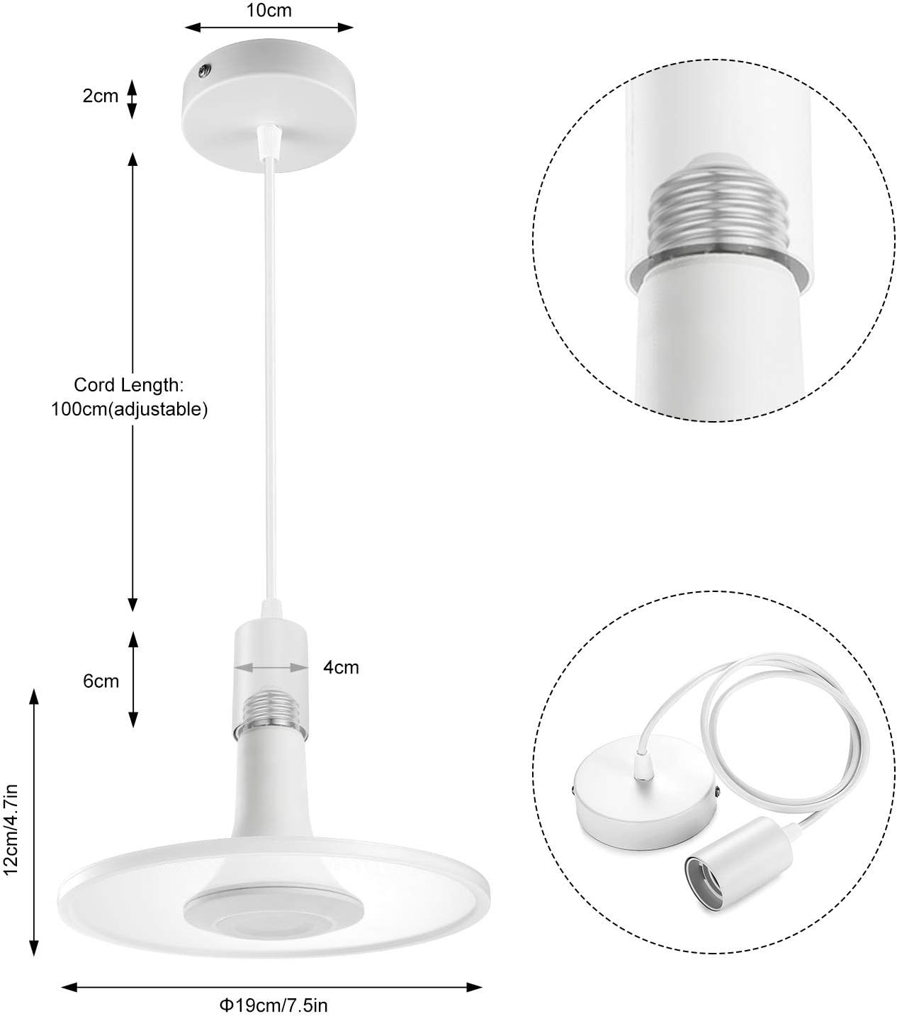 2Pack Linkind LED Pendant Light Kit, Nebula E27 Ceiling Pendant Light with Metal Light Fitting