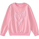 BOUTIKOME Kid Girls Valentines Sweatshirts Cute Heart Graphic Shirts Long Sleeve Love Pullover Tops Clothes 7-12 Years
