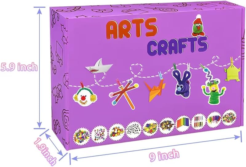 2000 Pezzi Lavoretti Creativi per Bambini DIY Art Craft Set Kit di forniture artistiche di Materiale con Scovolini Colorati per Lavoretti Collage Tutto in 1 Attività Regali per Bambini Ragazze Ragazzi