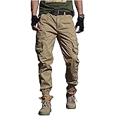 OYOANGLE Men's Jogger Cargo Pants Flap Pocket Tactical Work Outdoor Hiking Lightweight Pants