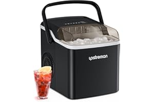 Upstreman Y90 Countertop Ice Maker, Self-Cleaning Ice Cube Maker Machine, Max 26Lbs/Day, 9 Ice Cubes Ready in 6 Mins, Portable Bullet Ice Maker for Home, Kitchen, Office, Party
