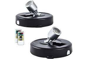 HOFUY Wireless LED Spotlights 2-Pack Accent Lights with Remote, Wireless Picture Lights with Rotatable Head, Stick on Artwork Lighting for Paintings Display Closet Accent Potrait