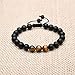 MAOCEN Handmade 8mm Matte Black Onyx Stone and Tiger Eyes Stone Bead Bracelet for Men Size Adjustable