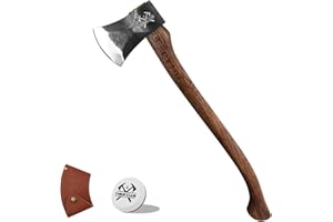 27.5 Inch Professional Wood Splitting Axe, Wood Chopping Axe with Leather Sheath, Tree Felling Ax, Sporting, Racing Ax for Ti