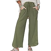 Hixiaohe Women's Casual Wide Leg Sweatpants High Waist Baggy Acid Wash Pants Drawstring Athletic Palazzo Pants with Pockets