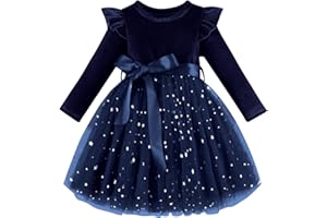 Dalukit Toddler Baby Girl Christmas Dress for Girls Long Sleeve Dress Girls Velvet Dress Girls Tutu Winter Party Dress