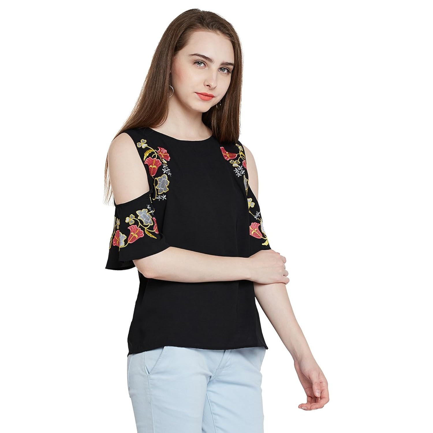 rare women black solid top