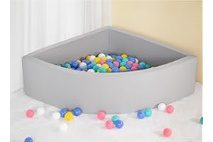 UHAPPYEE Ball Pit Grey,Sector Foam Ball Pits for Toddlers,Ball Pit Pool Playpen Foldable & Portable Soft Ball Pool 35.4”x 11.8”