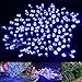 LE Solar Fairy String Lights, 100 LED 55ft/17m, Waterproof, Blue, Light Sensor, Ambiance Lighting, Chritsmas Decor Outdoor, Indoor, Wedding, Party, Patio, Garden, Decoration