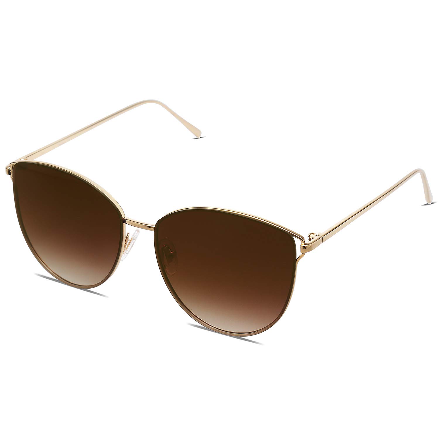 Photo 1 of SOJOS Mirrored Flat Lens Fashion Sunglasses for Women SJ1085 Gold Frame/Gradient Brown Lens