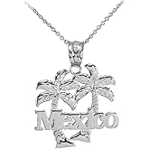 Claddagh Gold Polished 925 Sterling Silver Mexico Palm Tree Pendant Necklace, 20"