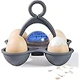 Esie Houzie Egg Timer for Boiling Hard, Medium, Soft Eggs - Changes Colors When Done - Holder for 4 Eggs - Easy Cooking (Blue)