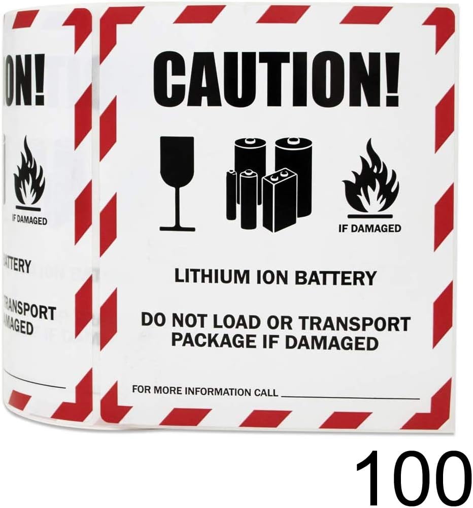 Lithium Ion Battery Caution Warning Handling Transport Label Adhesive
