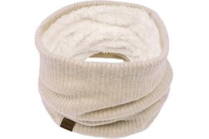 Chalier Infinity Scarf Winter Double-Layer Neck Warmer Knit Fleece Lined Circle Loop Scarves