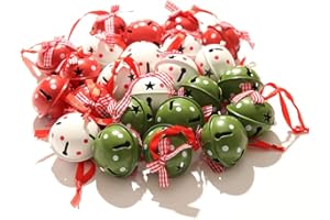Zsail Christmas Jingle Bells 24 Pcs Craft Bells with Snowflake for Christmas Party, Tree, Wreath Ornaments & Holiday DIY Decorations (White, Red, Green)