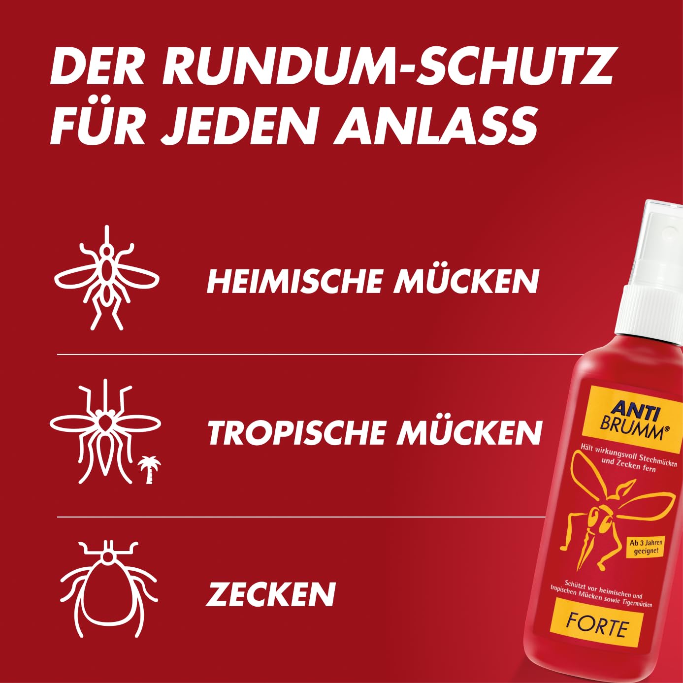 Anti Brumm Forte Reisebundle, Pumpspray 150 ml+Flugbeutel: Insekten-Repellent für effektiven Schutz gegen Mücken und Zecken, Mückenspray mit DEET 9