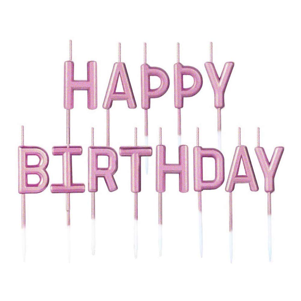 Happy Birthday Candles Set,Metallic Cake Candles Happy Birthday Letter Candles Cup Cupcake Toppers for Wedding Birthday Party Baby Bridal Shower Anniversary Cake Decorations Supplies Rose-Gold
