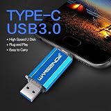 WANSENDA 256GB USB 3.0 Type C Flash Drive OTG Pen Drive for Android PC Mac Blue view 7