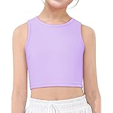 HASMES Girls Athletic Tank Tops Sleeveless Round Neck Basic Cute Dance Crop Tops for Kids 6-14Y