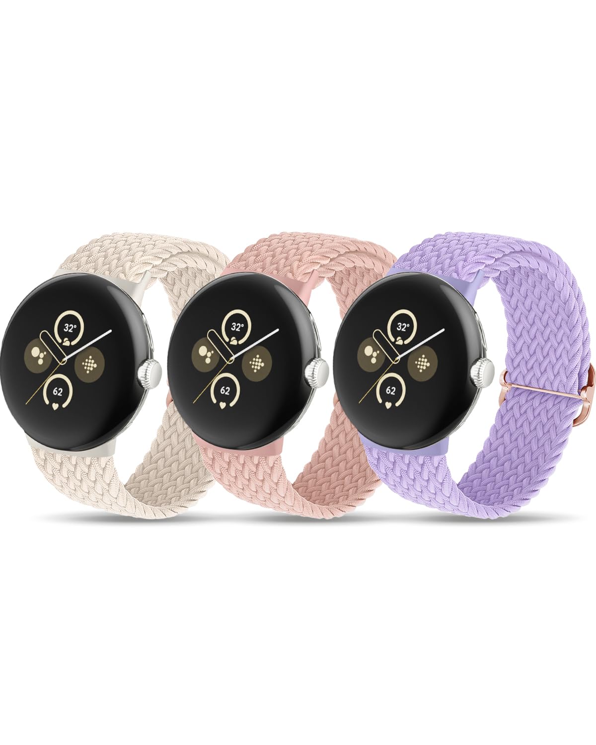 SimpleThings Braided Bracelets for Google Pixel Watch 2 Bracelet/Pixel Watch 1 Band/3 Bracelet (41 mm), Adjustable Breathable Sports Strap Nylon for Google Watch Men Women, 3(41mm)/2/1, Nylon