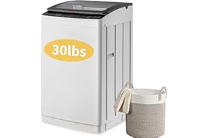 Winado Full Automatic Washing Machine, 30Lbs Tempered Glass Lid Portable Washing with Drain Pump, 8 Wash Programs 5 Water Level Washer & Spinner, 2 in 1 Washer and Dryer for Apartments, RV, Camping