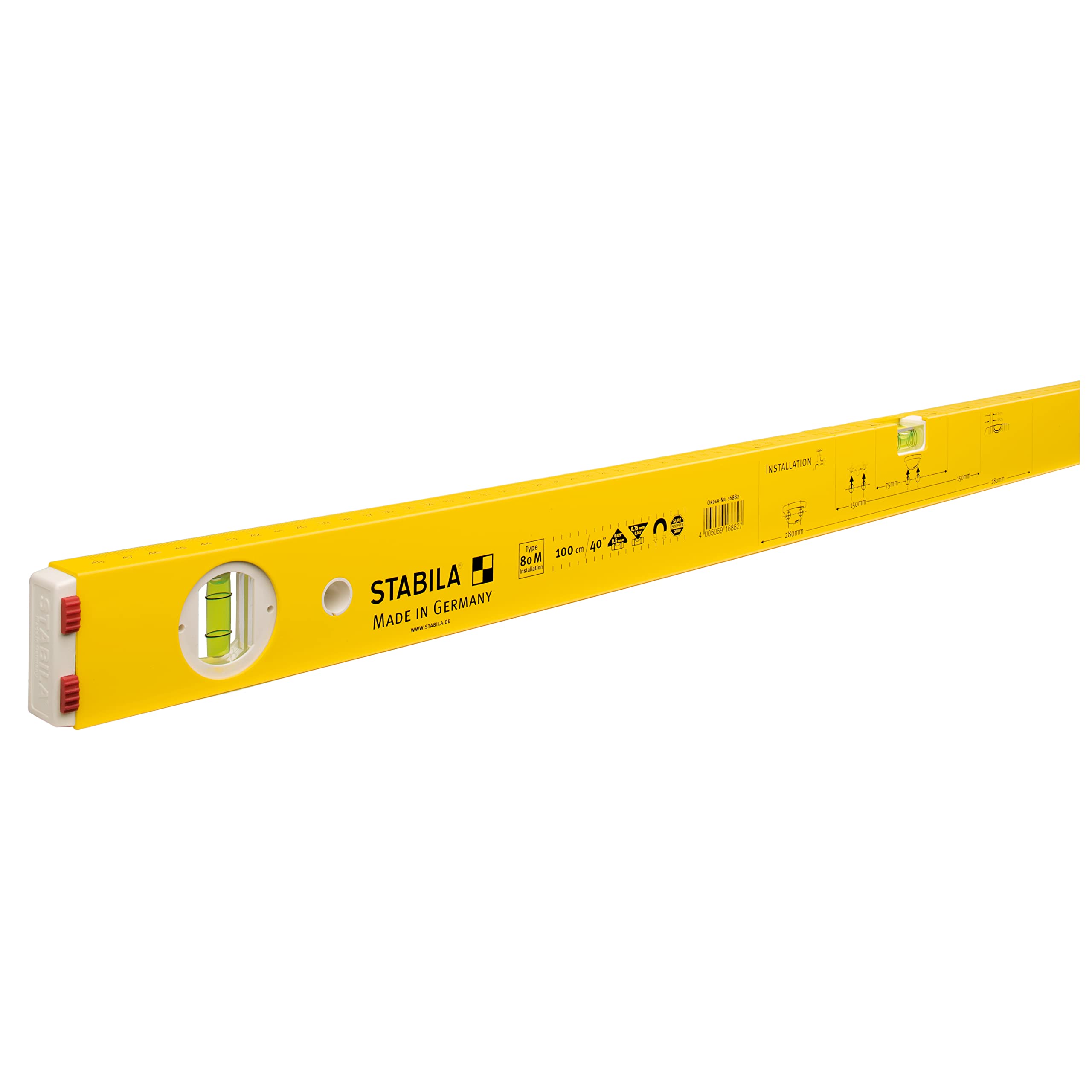 Stabila 16882/7 100 cm "Type 80 M Installation" Spirit Level - Yellow/Black