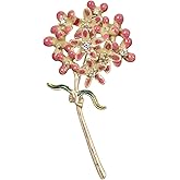 Handmade Oil-Painted Flower Brooch for women, SHE'S FREE STYLE JUST FOR YOU 2.56" Floral Brooches and pins, Vintage Floral Copper Pin with Cubic Zirconia Blooms for Luxe gift