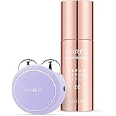 FOREO Bear mini + Supercharged Serum 2.0 1.0 fl. oz - Microcurrent Gift Set | Microcurrent device, face massager, face lift, facial toning, hyaluronic acid serum, anti shock, gift set, lavender