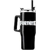 Fortnite Insulated Tumbler Travel Mug 33oz Stainless Steel Water Bottle Handle Straw, Hot Cold Insulation for Iced Coffee Hot Chocolate, Gamers Gifts