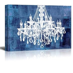 Wll Art Crystal White Chandelier on Grunge Blue...