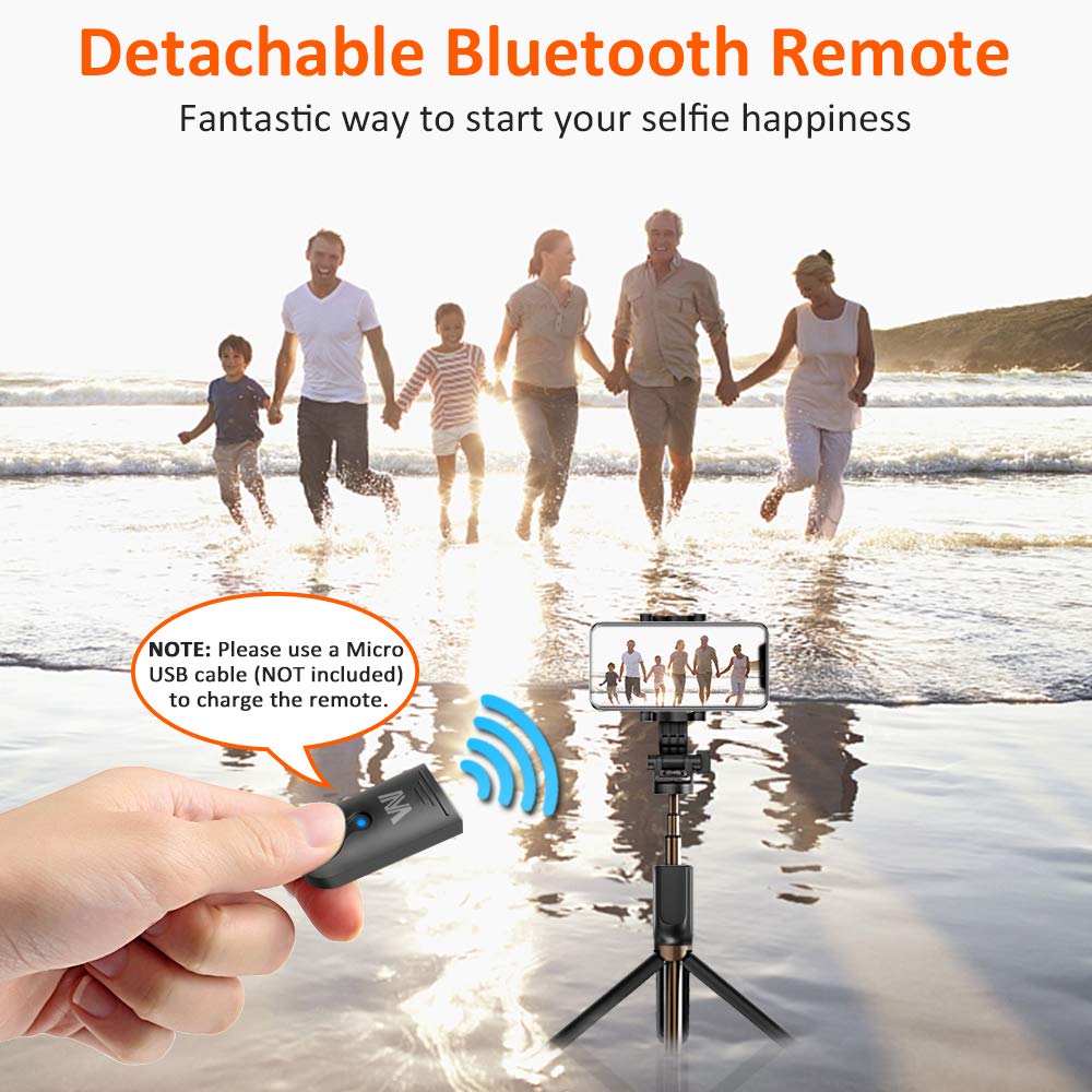 Perche Selfie Trépied MATONE Bluetooth Selfie Stick Monopode Extensible avec Télécommande, 360°Rotable Bâton de Selfie pour iPhone X/8/7 Plus/6S/6, Samsung Galaxy S9/S8 Plus, Gopro et Caméras d\'Action