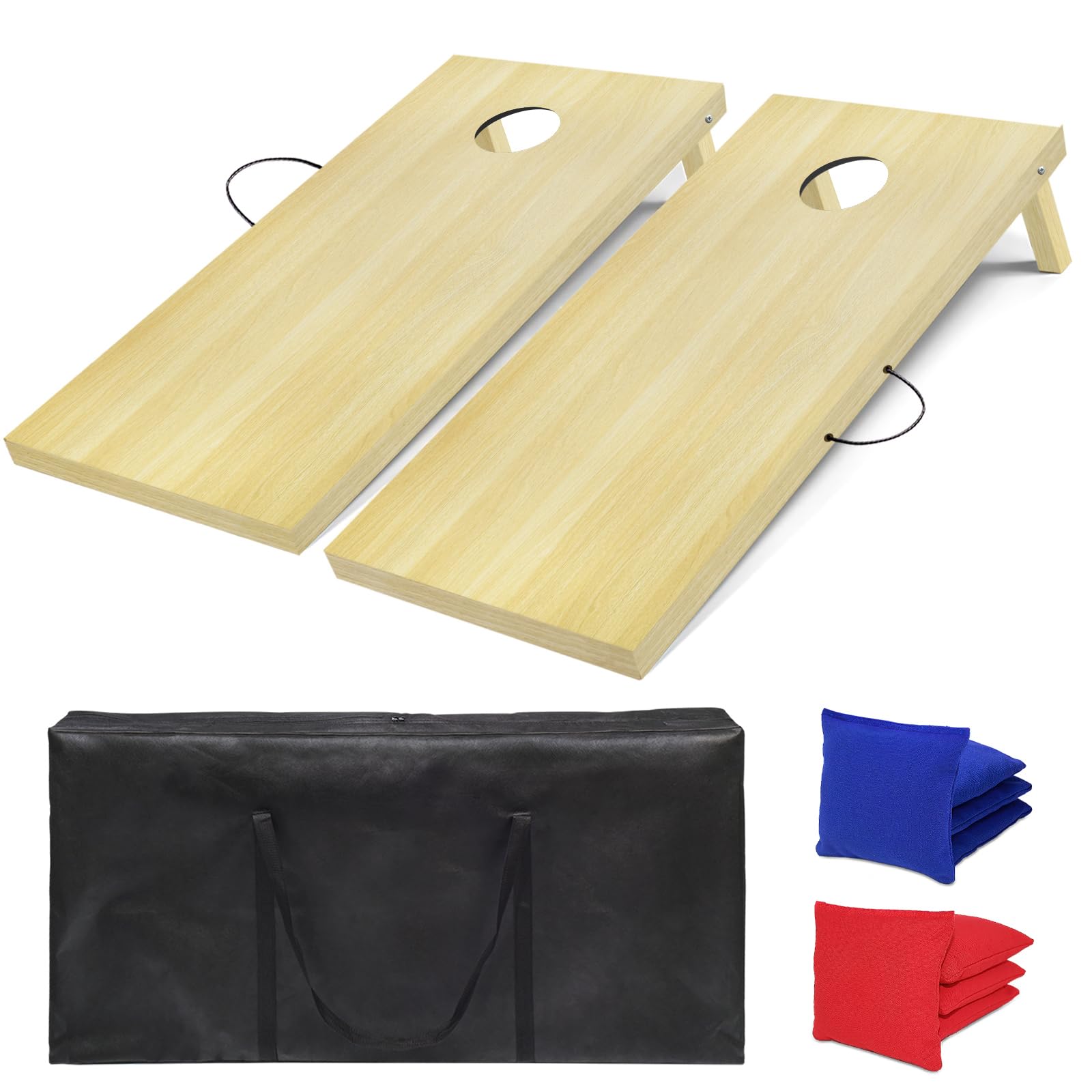 Photo 1 of (broken)(sold for parts)(see images) Wooden Cornhole Board Set, 4 ft x 2 ft Regulation Size Corn Hole Game Set for Adults with Set of 8 Corn Hole Toss Bags and Carrying Case