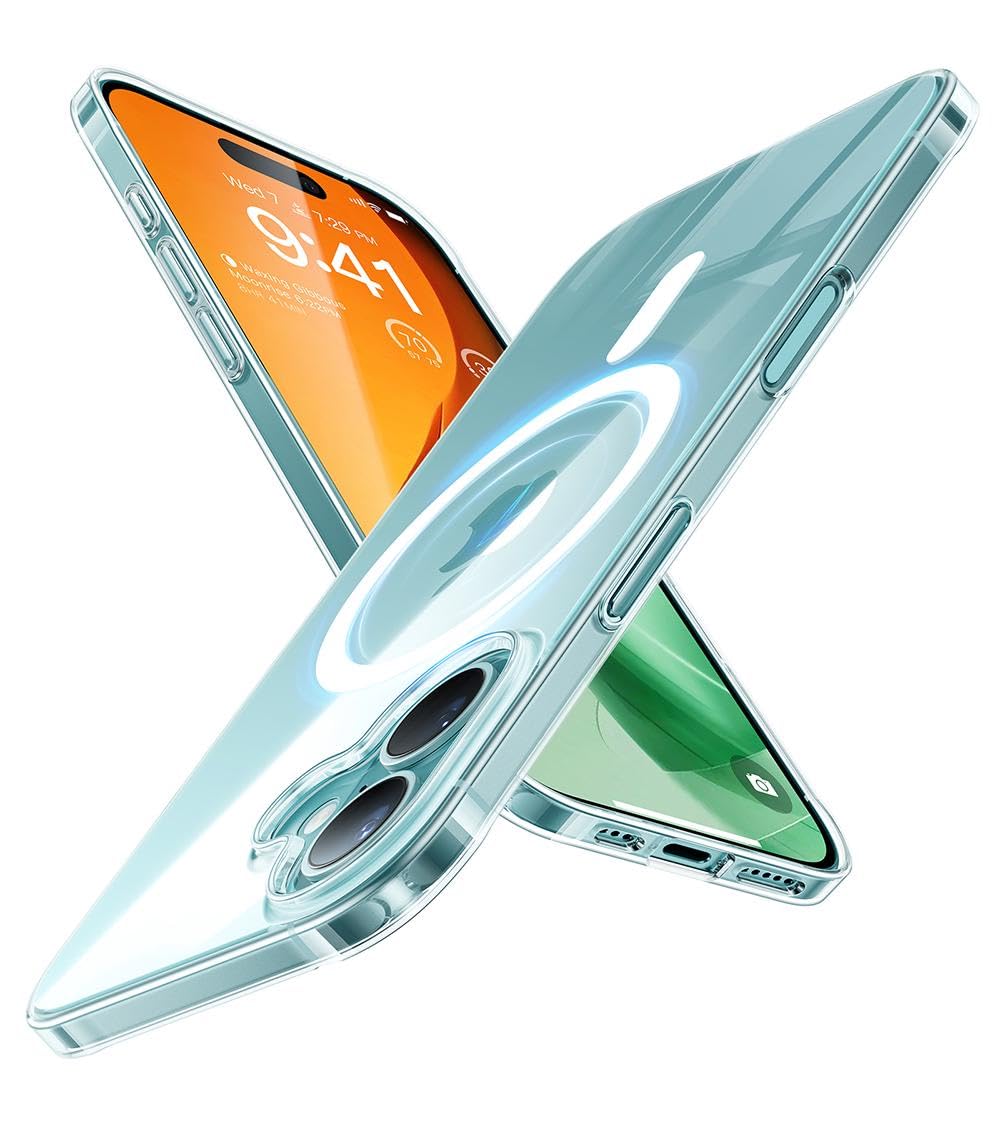 TORRAS Ultra Thin for iPhone 16 Case, Compatible with MagSafe, Light Slim Fit and Velvety Touch, Protective Hard Anti-Scratch Magnetic Case for iPhone 16 Cover, Crystal Clear