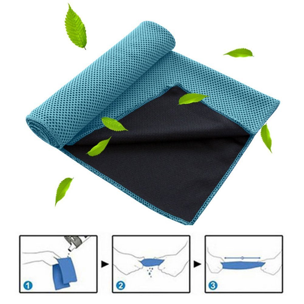 BeGrit Snap Cooling Towel Chilly Ice Cool Bowling Fitness Yoga Towels for Sports Travel Running Biking Hiking Gym Golf Workout Camping Pilates (Pack of 2)