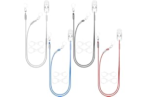 YorkSound Set of 4 Hearing Aid Clips, Adjustable Hearing Aid Lanyard Anti-Lost BTE Clip String with 12 Pairs Silicone Loops, Hearing Protection Accessories for Adults & Kids, Binaural, 4 Colors