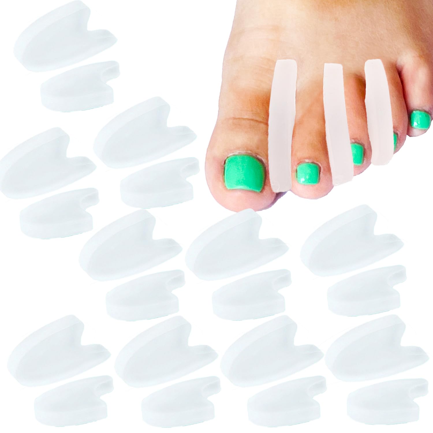 Reppkyh 20 Pieces Gel Toe Separators for Bunions, Silicone Toe Spacers Bunion Pads for Feet Women Men