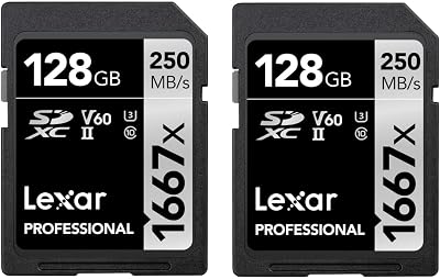 Lexar Professional 1667x 128GB SDXC UHS-II V60 2-Pack 250MB/s Read Photo Video