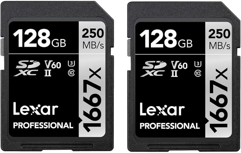 Lexar Professional 1667x 128GB SDXC UHS-II V60 2-Pack 250MB/s Read Photo Video