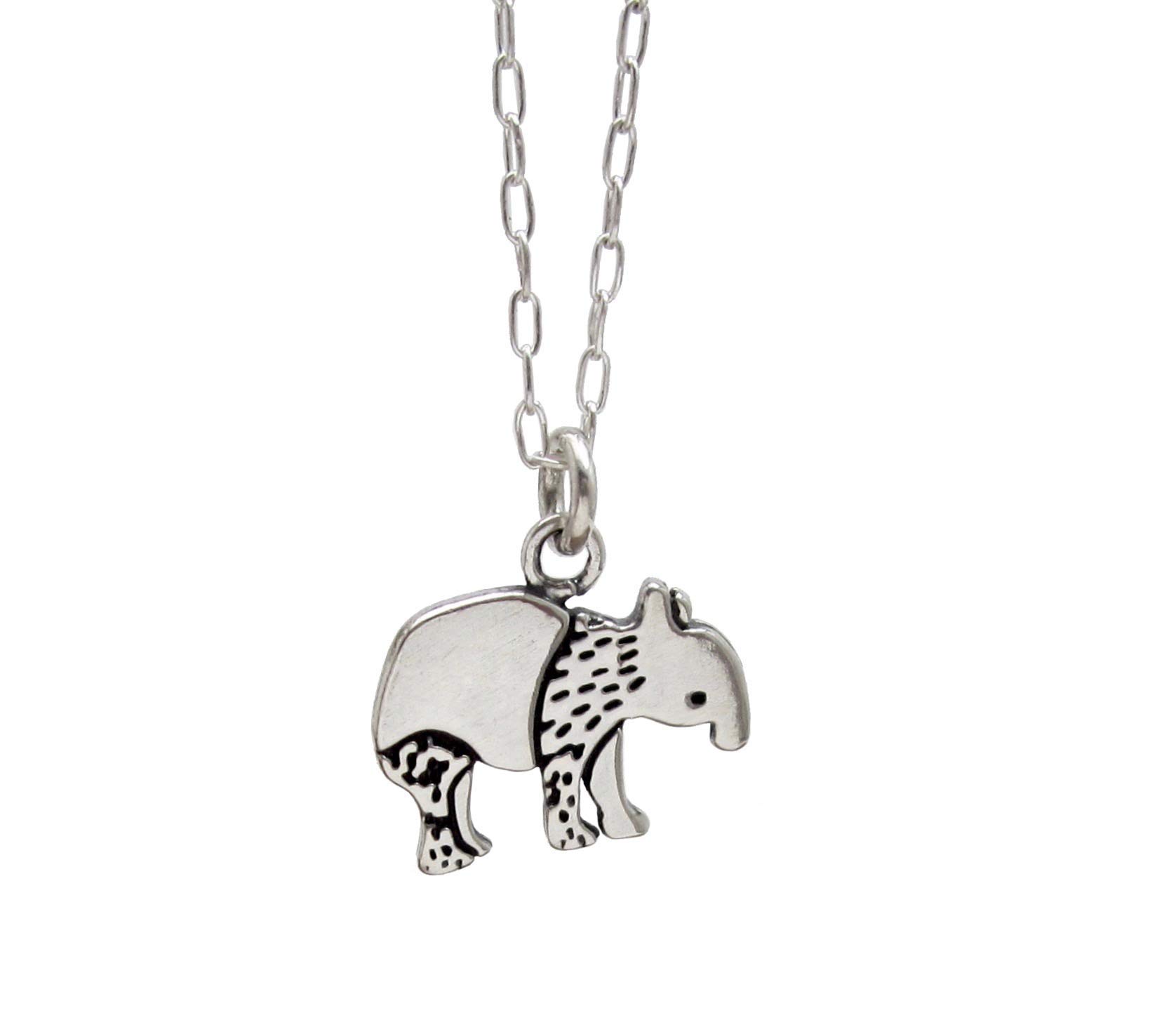 Mark PoulinMark Poulin Sterling Silver Tapir Necklace on 16" 18" 20" Adjustable Chain 925 Charm for Women and Girls