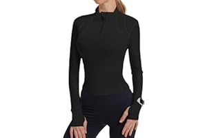 IECCP Workout Tops for Women Long Sleeve Quarter Zip Pullover Quick Dry Golf Shirt Athletic Slim Fit Crop Yoga Gym Tops