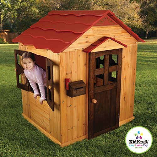 Fun Kids Outdoor Playhouse Cottage Wooden Backyard Home Garden Toy House Fort