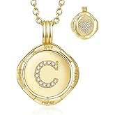 Auspicious Cheerful Gold Initial Necklace for Women - 14K Gold Plated Heart Necklaces, Double Rotating Letter Pendants, Personalized Women’s Jewelry, Birthday Gifts, Christmas Valentines Day Present