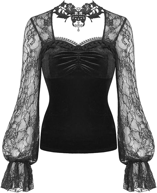 Dark In Love Top Da Donna Stile Gotico In Velluto Nero Stile Steampunk Stile Vittoriano Amazon It Abbigliamento