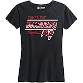 Team Fan Apparel NFL Gameday Women's Relaxed Fit T-Shirt - Rib Neck Contour - Tagless Short Sleeve Tee - Stay Cool & Stylish (Tampa Bay Buccaneers - Black, Large)