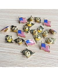 Bassion 10 Pcs American Flag Pins Waving United States Patriotic USA Lapel Pin