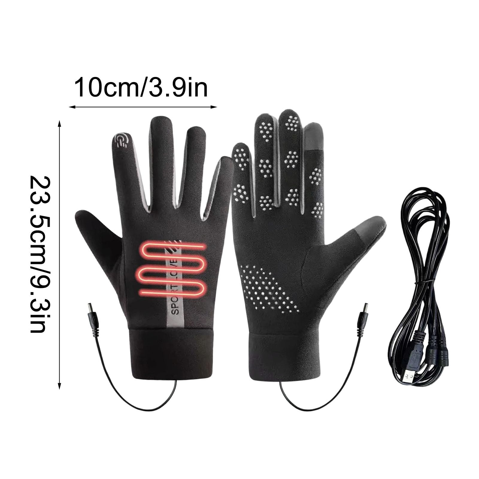 Cheyubny Heated Gloves for Men Women Winter Full Finger Hand Warmers Electric Heated Gloves for Cold Weather Outdoor Sports (Black)